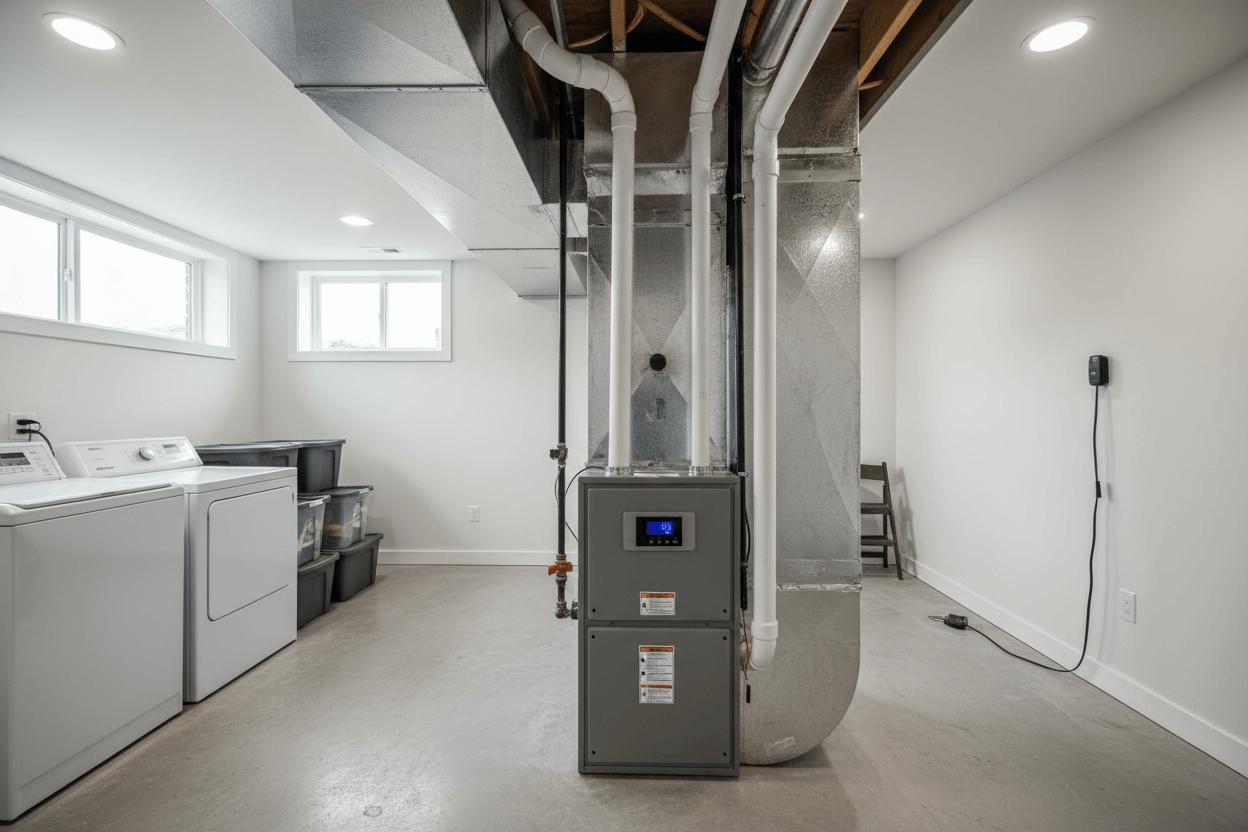 Installation système de ventilation résidentielle — sous-sol résidentiel